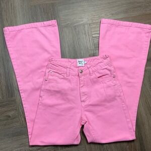 Princess Polly Flare Jeans Womens 2 Pink High Waisted Denim Bell Bottoms